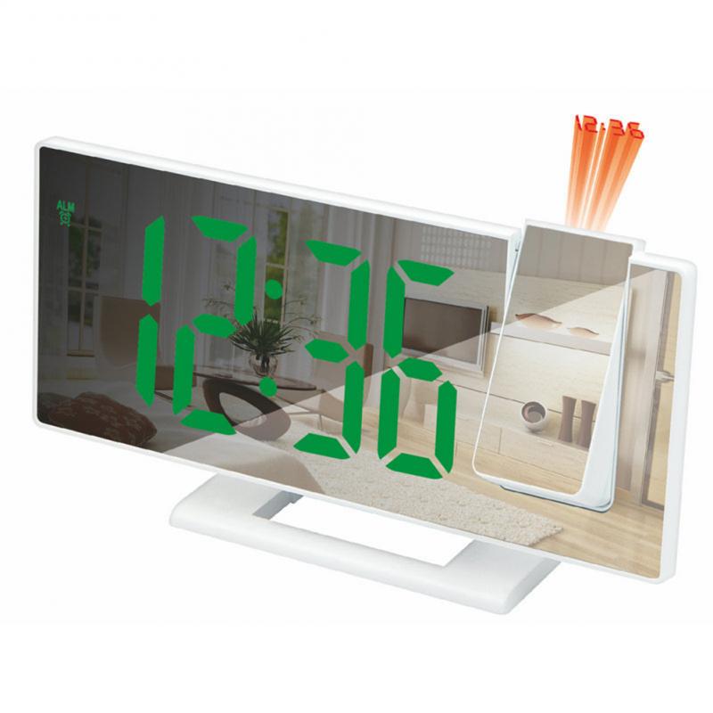 LED Mirror Alarm Clock Table Digital Ceiling Projector Alarm Clock USB Wake Up FM Radio Time Projector Bedroom Bedside Clock: 06