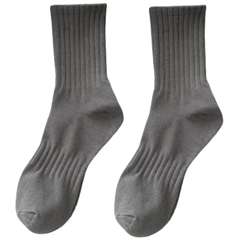 1/5 pares de Calcetines gruesos de algodón para hombre, Calcetines largos de felpa con parte inferior sólida, Calcetines deportivos blancos y negros, Calcetines informales transpirables para hombre: Talla única / Beige