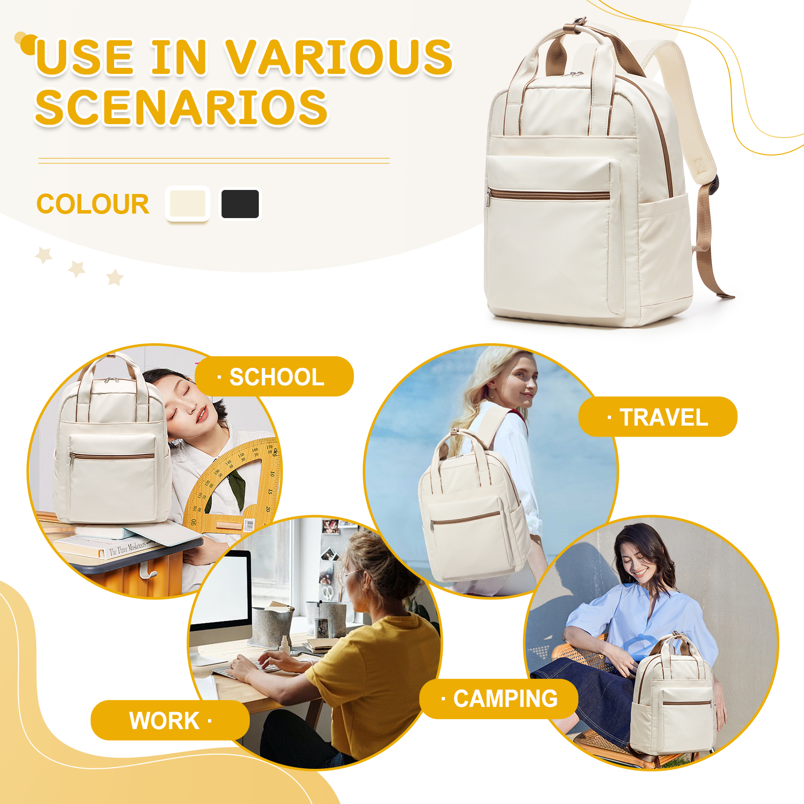 Women's Backpack Simple Travel Backpack Shoulder Bag Commuting Teenager Girls Casual College Backpack Ins Laptop Bag