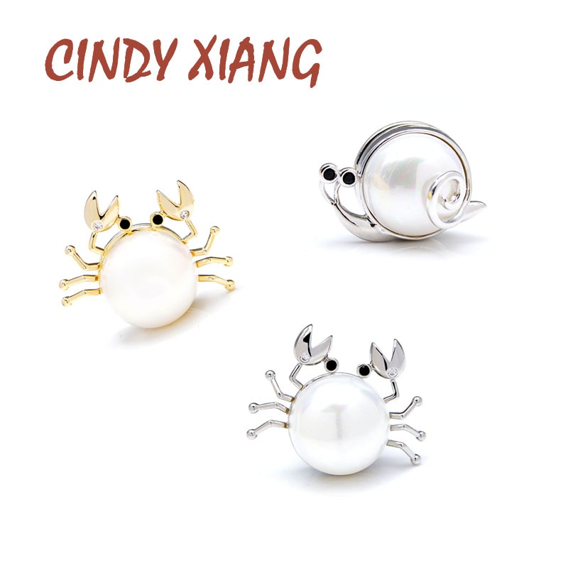Cindy xiang arival magnetiske brocher unisex kvinder og mænd broche krabbe snegl broche behøver ikke piercing klud ingen ond perle