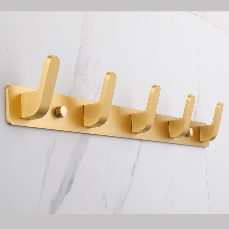 Baño fila gancho negro pegamento pasta de pared dormitorio ganchos sin tornillos de instalación de oro del baño toalla gancho