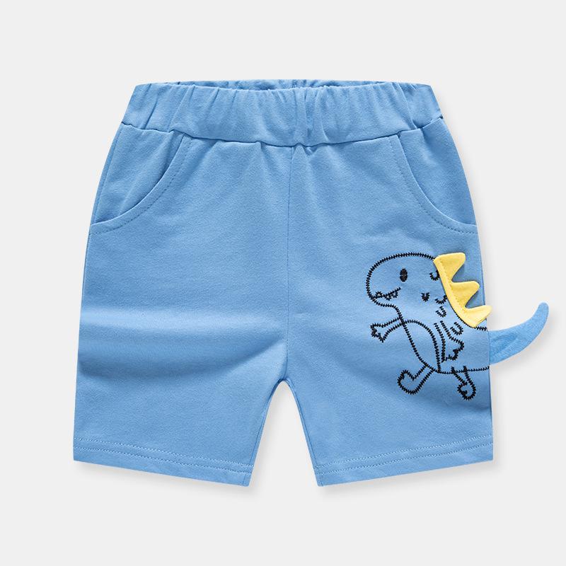 Pantaloncini di dinosauro ricamati a cartoni animati per bambini estivi 2022 pantaloncini da bambino per bambini pantaloni Casual allentati Capris in puro cotone per bambini