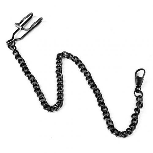 Lommearmbånd unisex bælte vintage antik lommekæde ur stander halskæde denim bælte dekorativ lommekæde herre: Sort