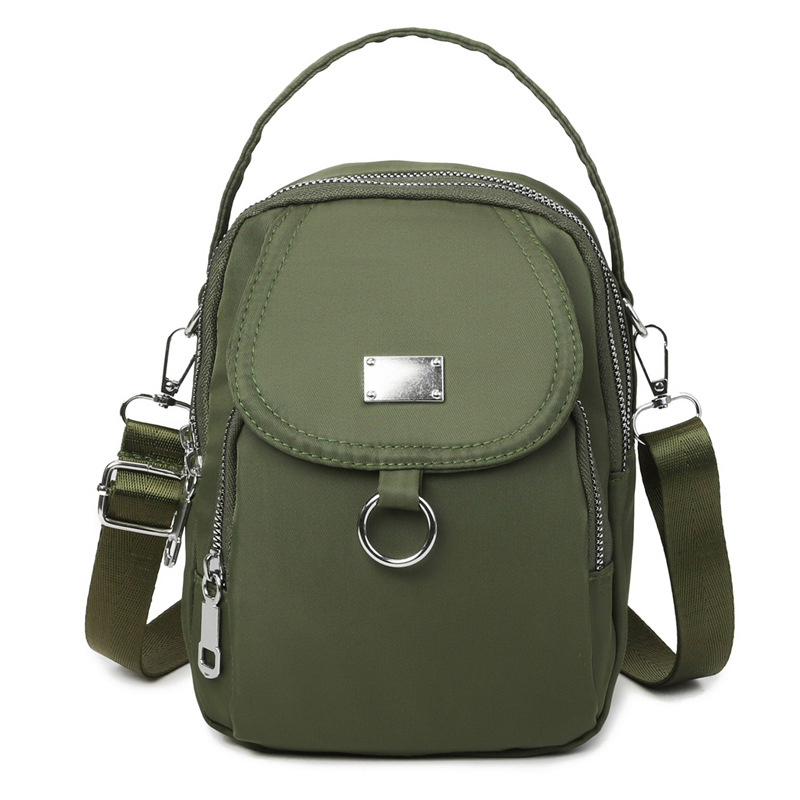 1pc dam casual messenger bag axelväska enfärgad multifunktionell handväska flerskiktad lätt oxfordväska crossbody: Brons
