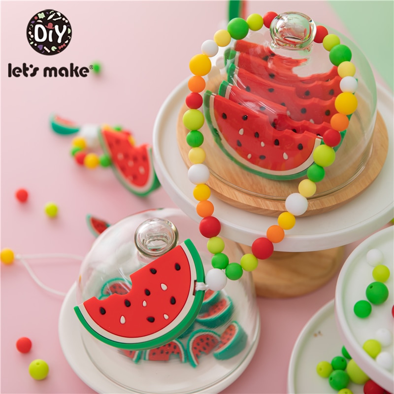 Let's Make Watermelon Teether Children's Bracelet Toys Rattles Nipple Clips Stroller Chain Necklaces Baby Christmas