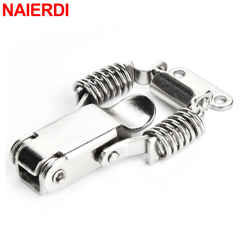 NAIERDI 6PCS Mild Steel Hasp Cabinet Boxes Spring Loaded Latch Catch Toggle Hasp For Sliding Door Window Hardware Tool Box Lock