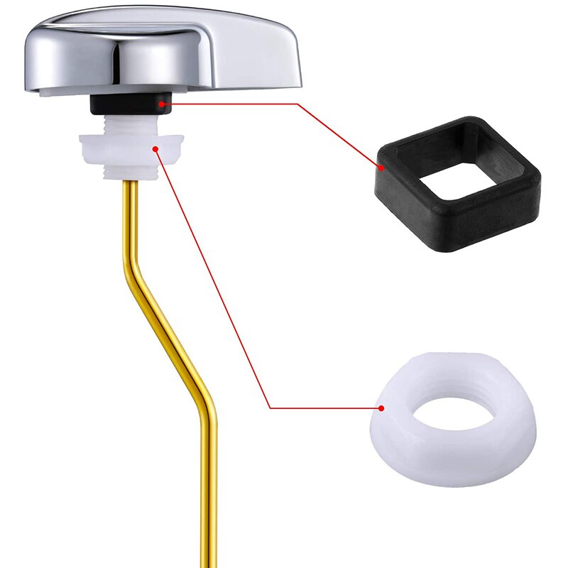 2 Pieces Toilet Flush Lever Toiletspoeling Handvat Vervanging Met 4 Stuks Rvs Baffle Kettingen (Side Mount)