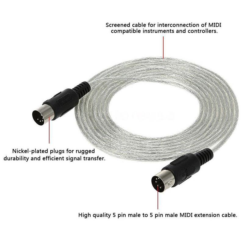 Electric Instruments Guitar Piano Keyboard MIDI Cable 3M/10ft MIDI Extension Cable Male To Male 5 Pin Plug Connector Synthesizer