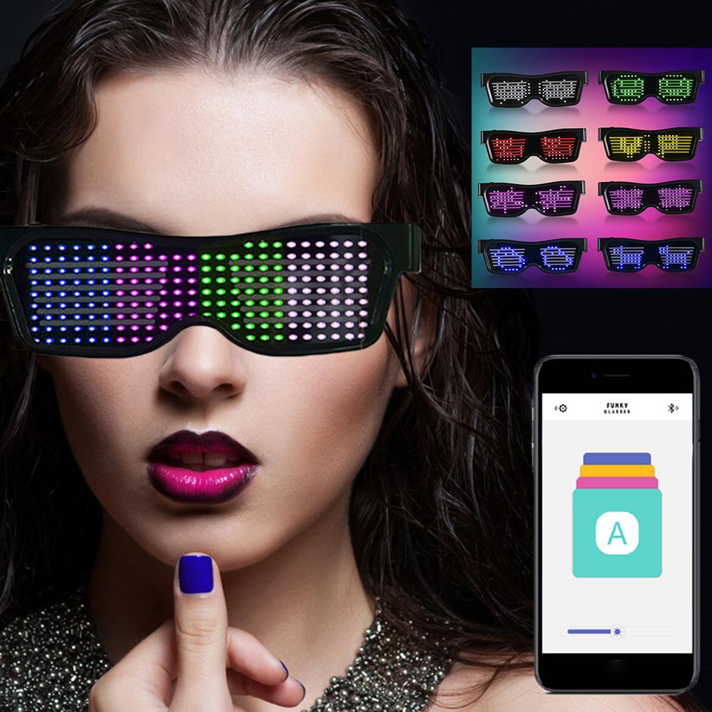 Lunettes LED Fun Contrôlées Par App Bluetooth - Effets Lumineux & Texte Personnalisé Pour Fêtes