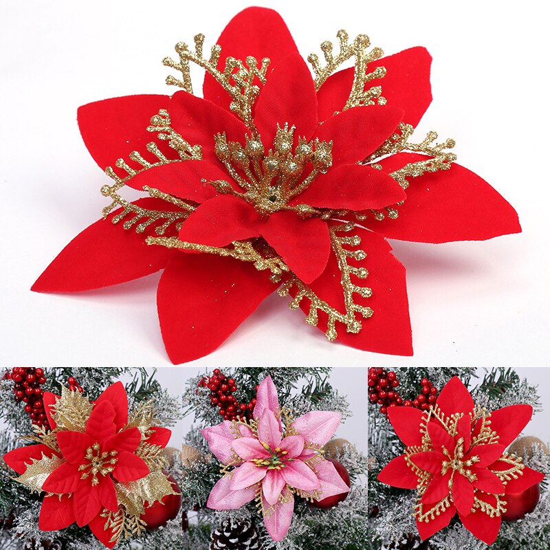 Kerstboom Decoratie Plastic Bloem Drie-layer driedimensionale Kunstmatige bloemen Voor Kerstboom Party Ornamenten