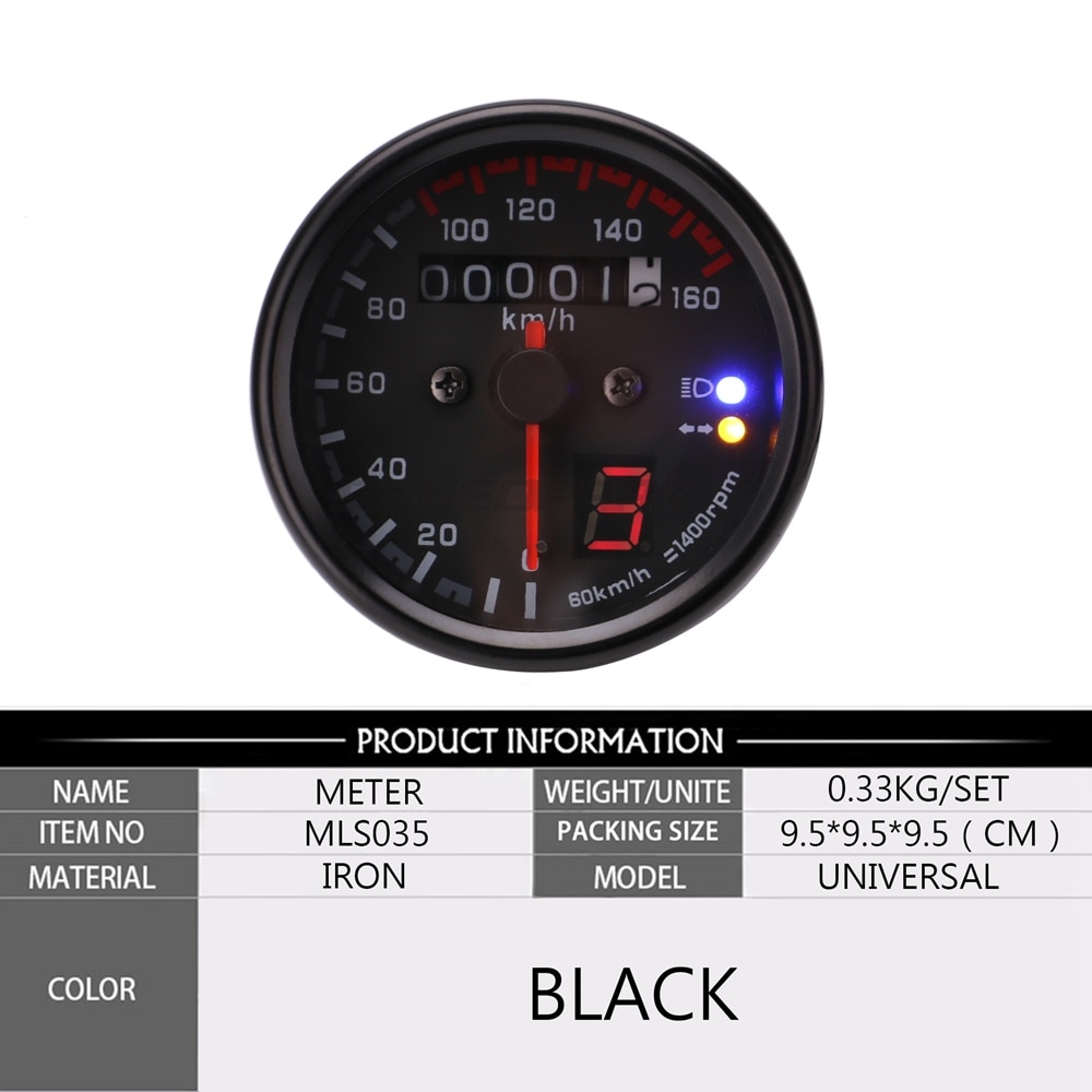 Universal Motorcycle Cafe Racer Speedometer odometer Gauge 0-160 km/u Instrument with LED Indicator