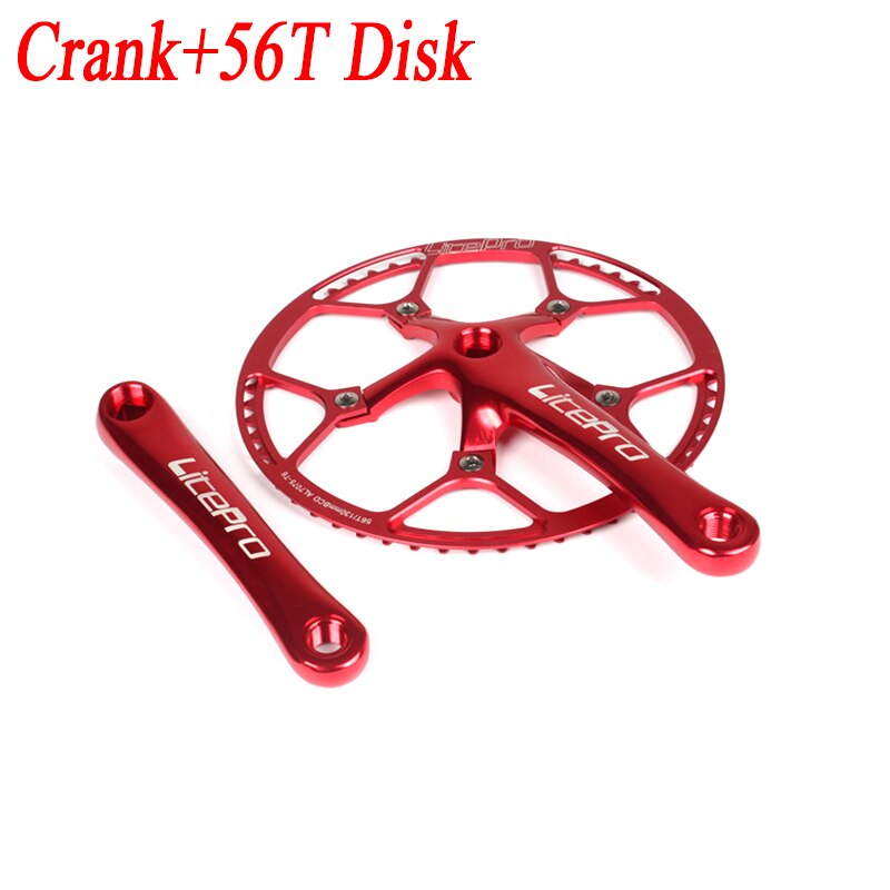 Bielle unique intégrée pour vélo pliant, 45T 47T 53T 56T 58T BCD 130mm, pièces de vélo, pédalier et disque: 56T red