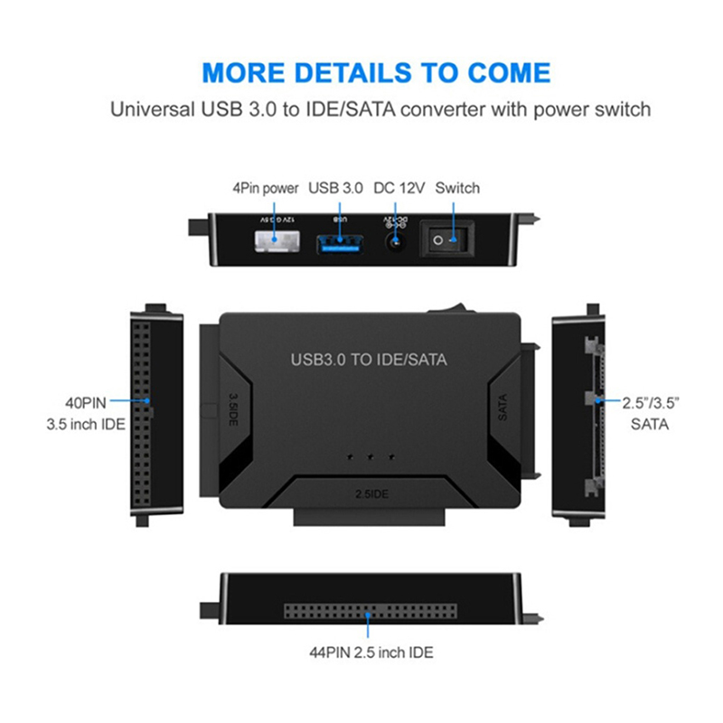 adapter dysku twardego USB 3.0 na SATA IDE 2,5/3,5 cala HDD SSD Napęd optyczny Konwerter transferu danych robić laptopa Dysk twardy komputera stacjonarnego
