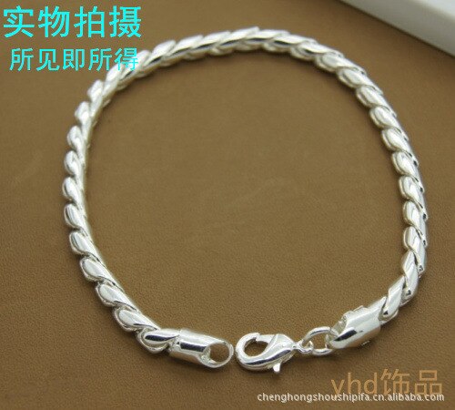 Moda feminina 925 prata esterlina 6mm charme corrente pulseiras e pulseiras 925 prata esterlina jóias presentes
