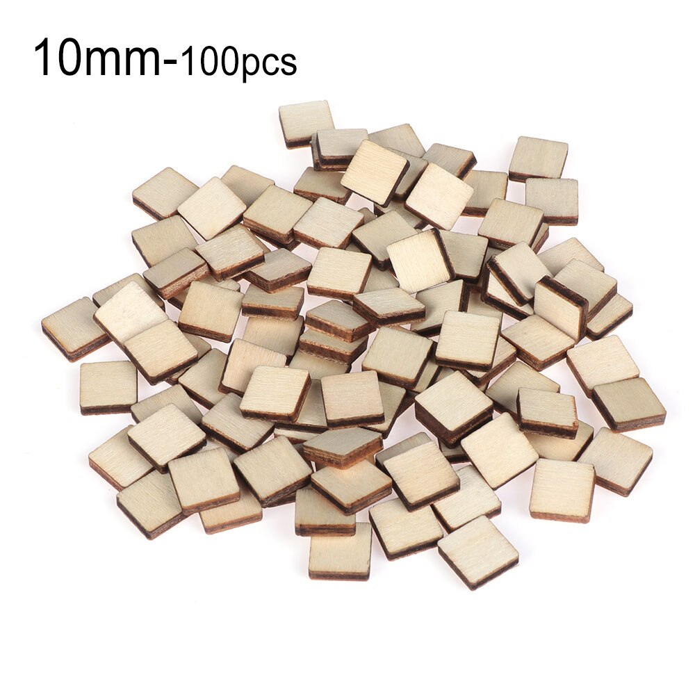 10/50/100 pièces pyrogravure projets jeux Scrapbooking modèle de construction carré non fini pièces en bois Plaque vierge pour bricolage Craft: 10mm-100pcs