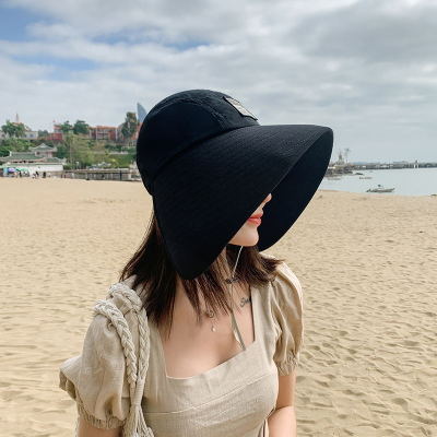 Zomerhoeden voor dames zonnehoed met ademende zonnebrandcrème buiten fiets strand pet vizier brede rand zonnehoed dames: Zwart