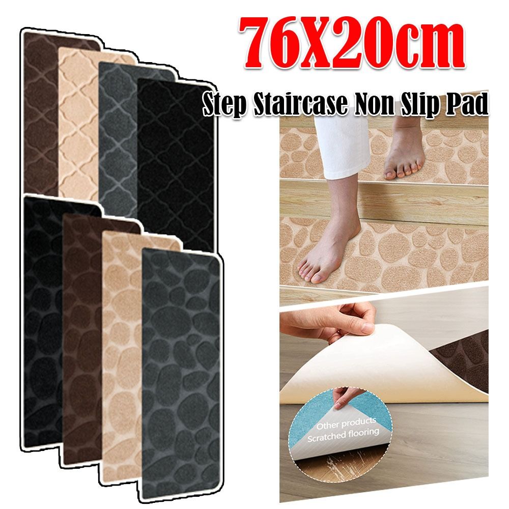 Self-adhesive Staircase Mat Non-Slip Safety Stair Tread Carpet Mat Soft Stripe Protection Cover Pads Home Decor