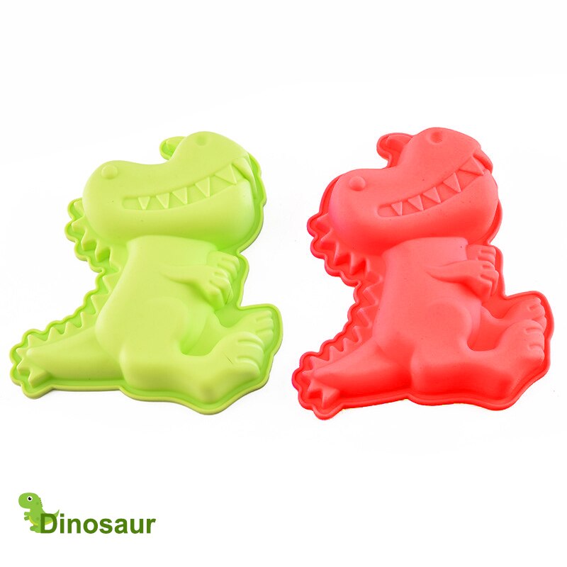 3Pcs Dinosaurus Cookies Cutter Mold 3D Dinosaurus Biscuit Embossing Mould Sugarcraft Dessert Bakken Siliconen Mal Cake Decor Tool: Ramdon-1PCS