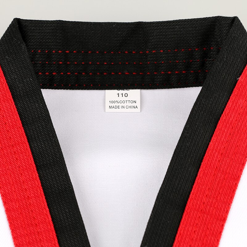 Taekwondo Uniform Traditional white suite for kids adult student Tae kwon do dobok WTF approve Black V-Neck Uniforms