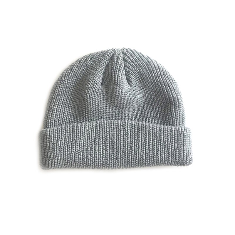 Men Knitted Hat Beanie Skullcap Sailor Cap Cuff Brimless Retro Navy Style Beanie Hat: light gray