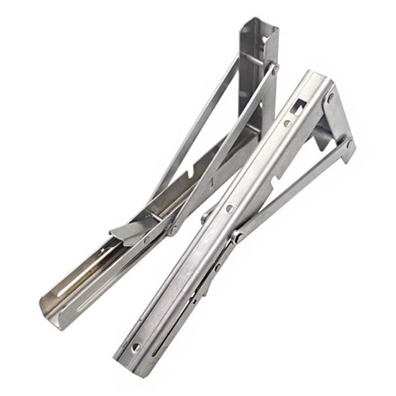 2Pcs 304 Stainless Steel 8 to 16 Inch Adjustable Folding Angle Shelf Bracket Support Table Wall Mounted Durable bear with Screw