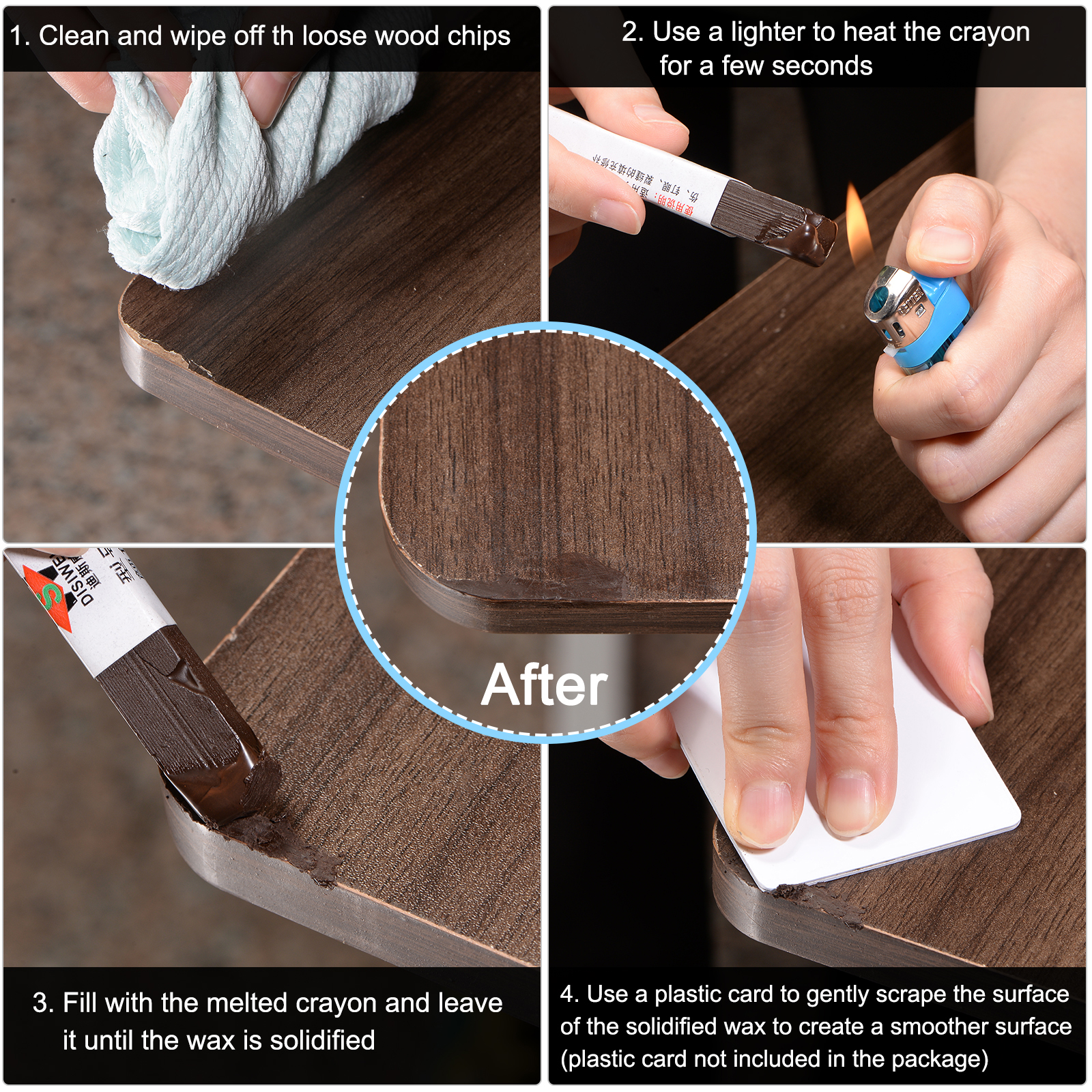 20Pcs Wood Filler Stick Furniture Repair Wax Crayons Kit Touch Up Furniture Markers for Covering Scratches Holes Wooden Floor