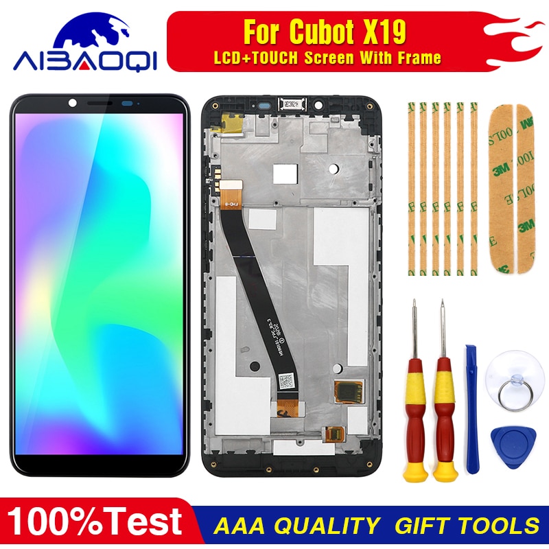 Oryginalny ekran dotykowy wyświetlacz LCD dla Cubot X19 X19S Android 8.1 2160X1080 5.93 "z ramą idealne części zamienne darmowe narzędzia