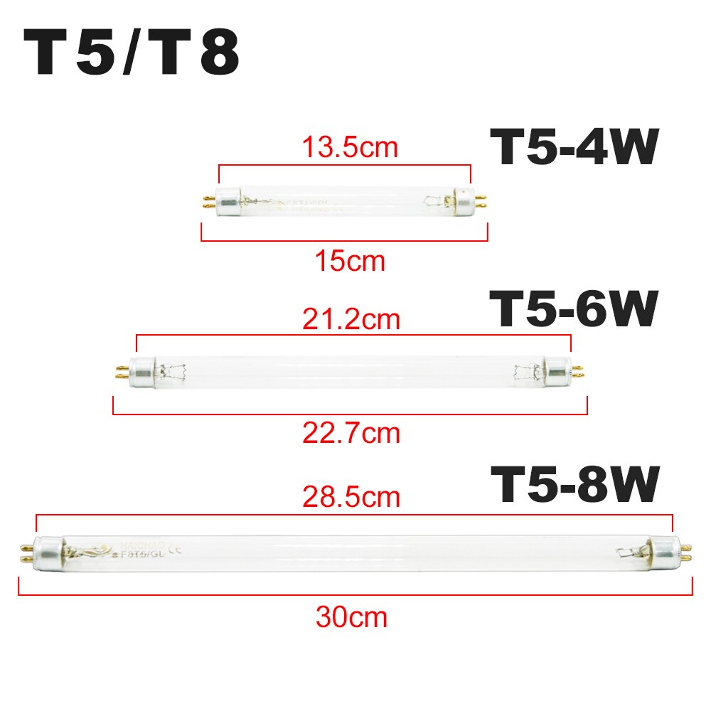 T5 Ultraviolet Lamp for Disinfection Cabinet 220V UVC Germicidal Lamps Sterilamp For Sterilization 4W 6W 8W UV Light Tube Ozone