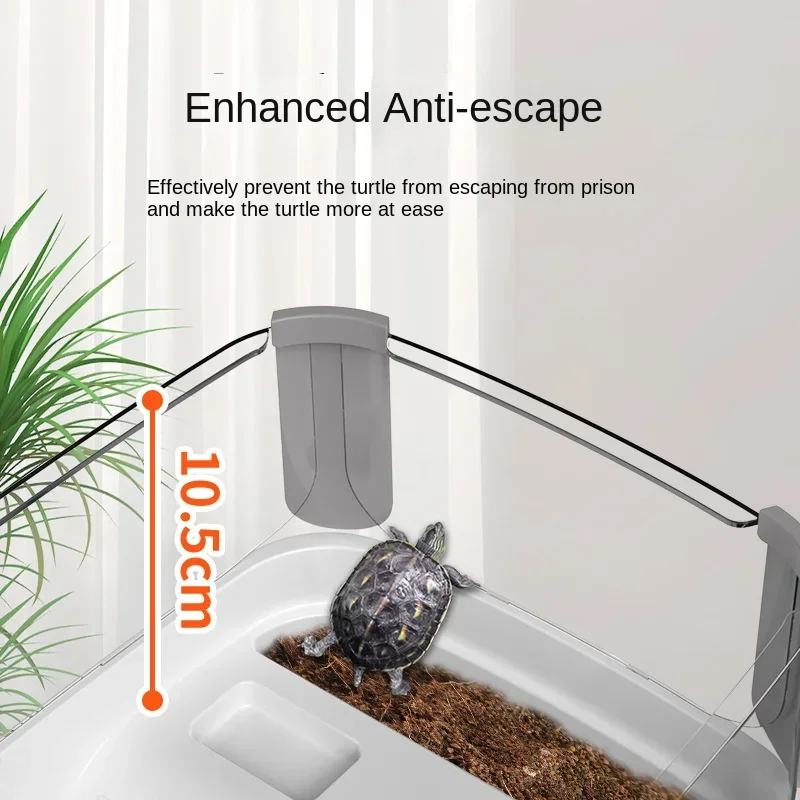 Maison de réservoir de tortues en plastique transparent, avec zones pour racer, alimentation, natation, poubelle, boîtier intérieur, Cage de tortues d'eau, Habitat de Reptile