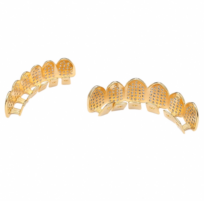 Hip Hop Cubic Zirkoon Tanden Grillz Top Bottom Grills Dental Mond Punk Tand Caps Cosplay Rapper Sieraden