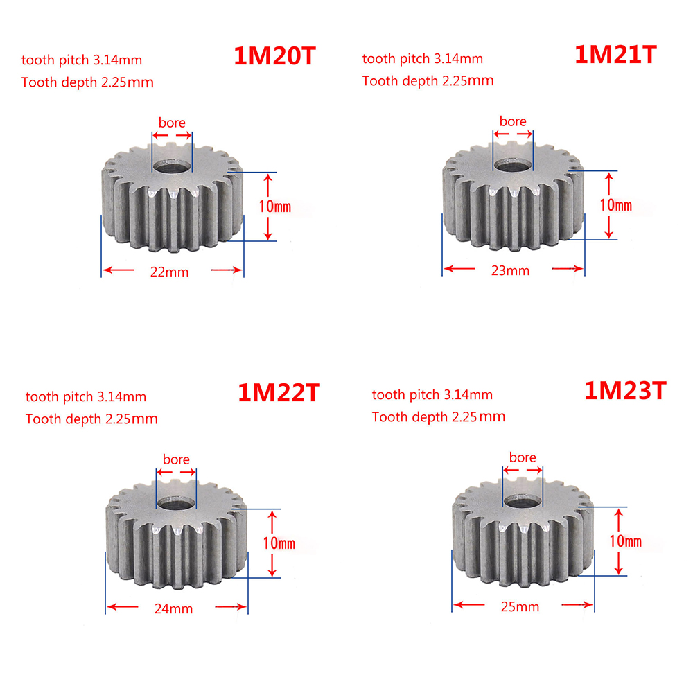 1Pcs 45 # Steel Spur Gear 1Mod 12T-28T Metalen Moter Gear 12-28 Tand pinion Gear