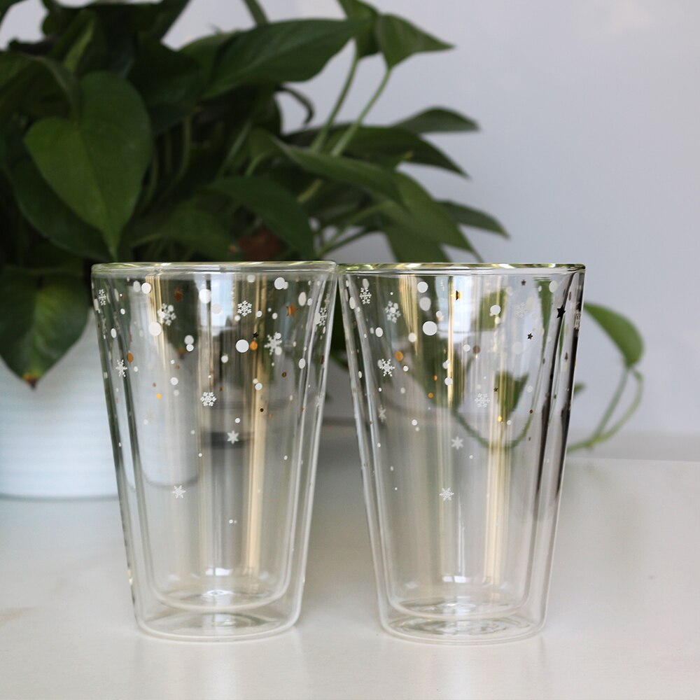 Set van 2 Water Cup 400ml dubbelwandige Glazen Flessen Whisky Koffiekopjes Mode Persoonlijkheid Ster Cup