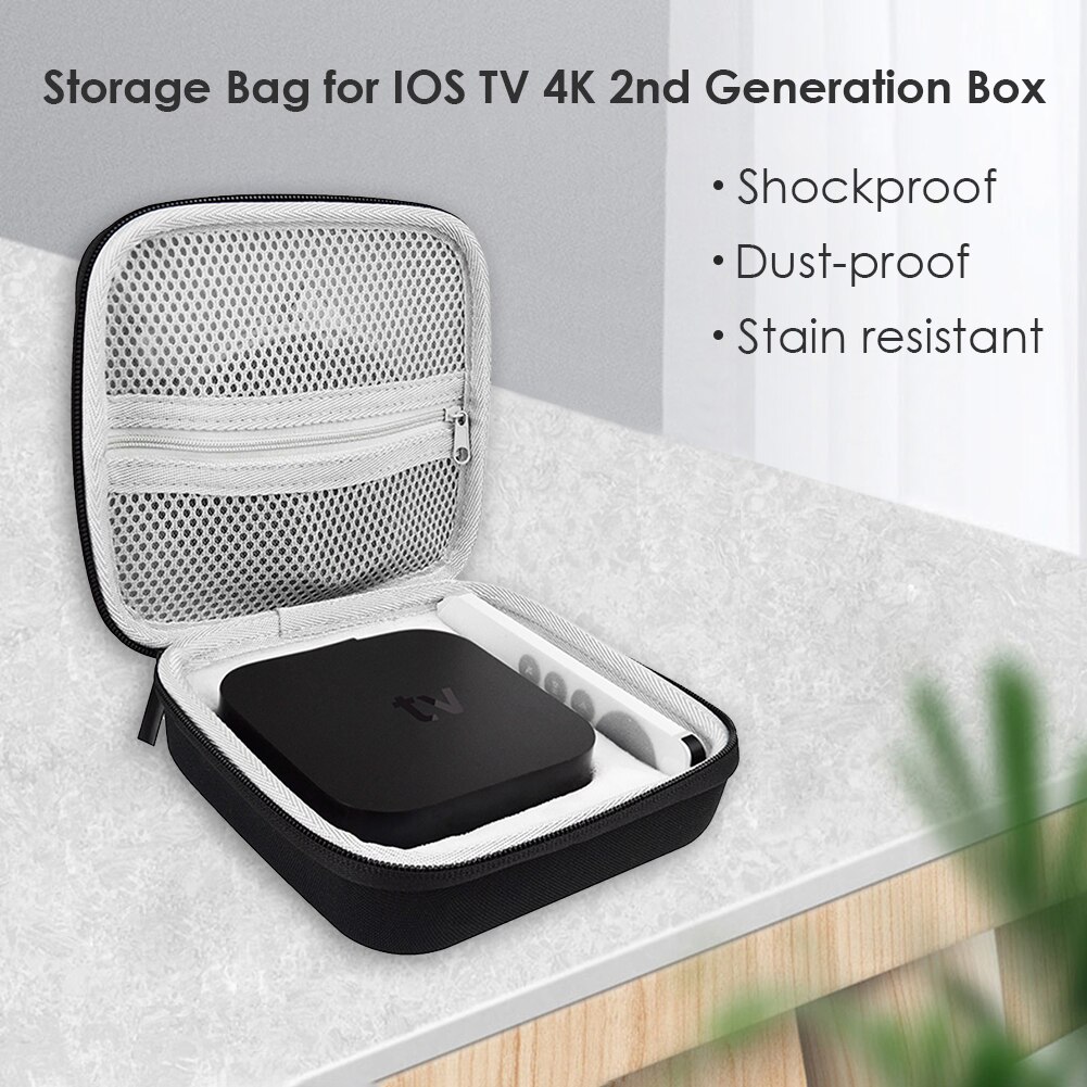 portátil Estuche de transporte para Apple TV 4K 2nd generación caja de control remoto de viaje protectora funda de transporte difícil almacenamiento con de concha bolsa