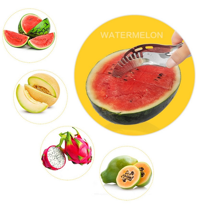 Rvs Watermeloen Slicer Corer Server Meloen Smart Slicer Mes Voor Watermeloen Cantaloupe Fruit Slicer Keuken Gadgets