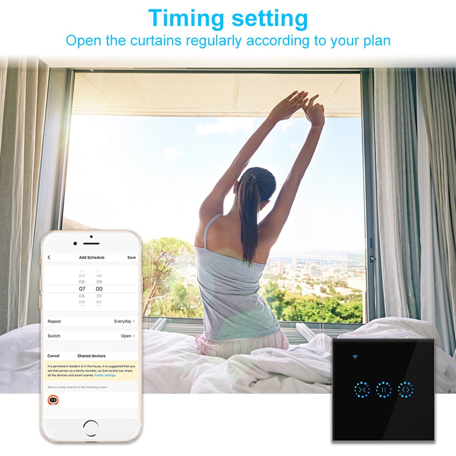 Interruptor inteligente WiFi para persianas motorizadas, enchufe de pared inteligente para persianas motorizadas, compatible con Smart Life, Tuya, Alexa y Google Home