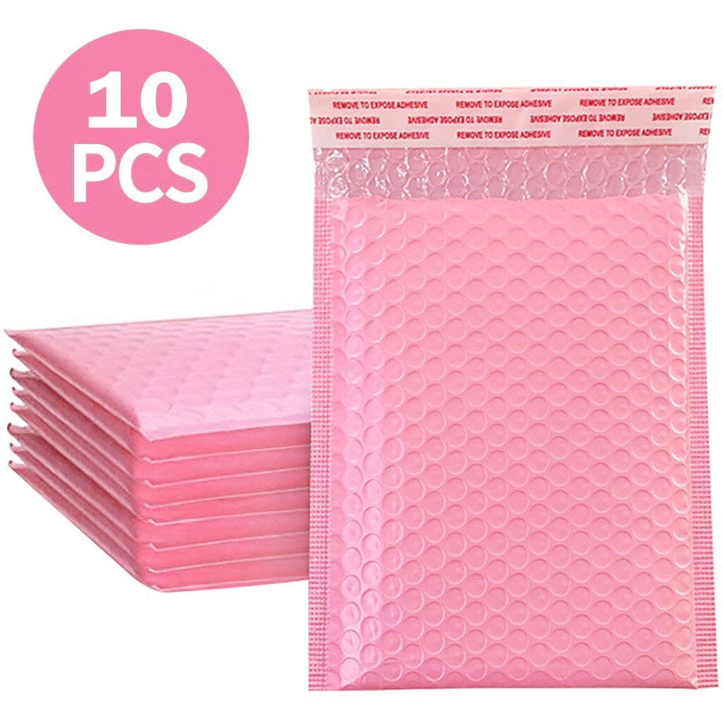 10pcs/lot Bubble Envelope bag Pink Bubble PolyMailer Self Seal mailing bags Padded Envelopes For Magazine Lined Mailer