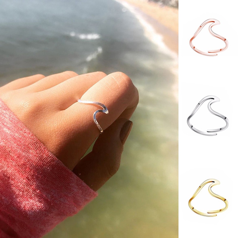 Re Resizable Wave Wedding Ring Voor Vrouwen Sieraden Accessoires Engagement Ring Vrouwen Jurk Party Ring Rvs J40