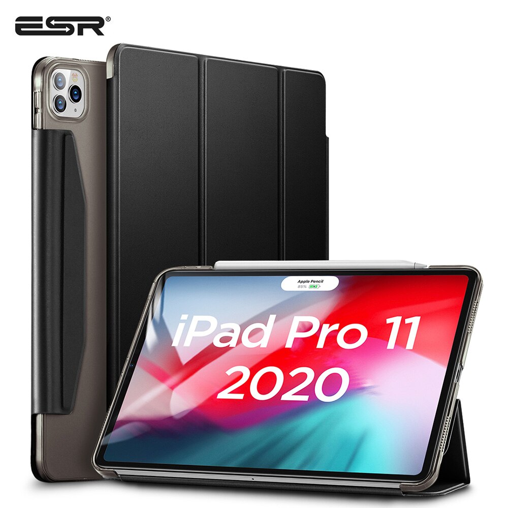 ESR Case for iPad Pro 11'' 12.9' Inch Shock-Resistant Back Cover Magnetic Closure with Pencil Holder for 2nd/4th Generation: 11 Inch  Black