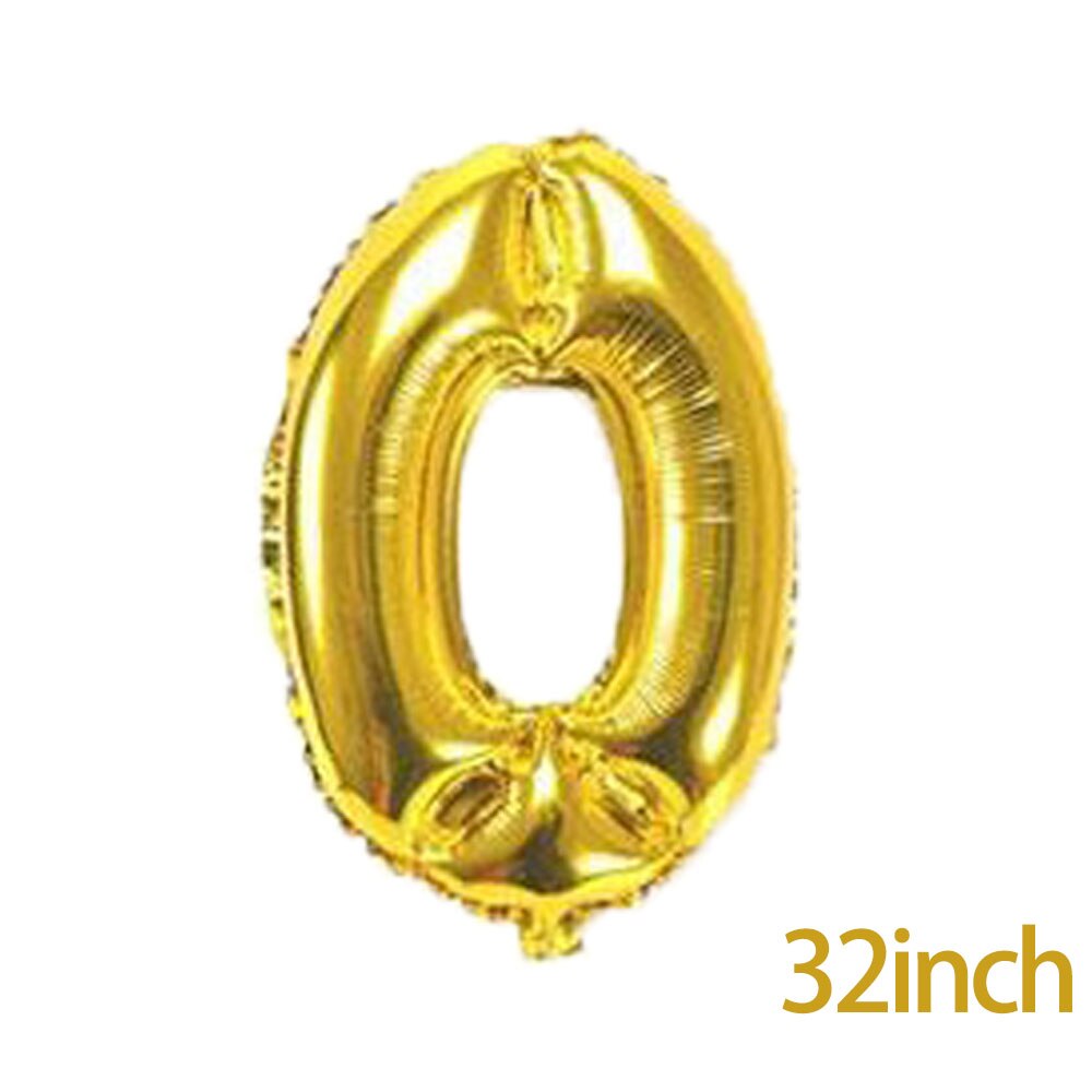Anzahl ballons 32 zoll Baby Dusche Helium Folien ballon Gold Silber Rosa verrotten Blau Ziffer Globos Geburtstag Party Hochzeit ballon: Digital Ballon 0
