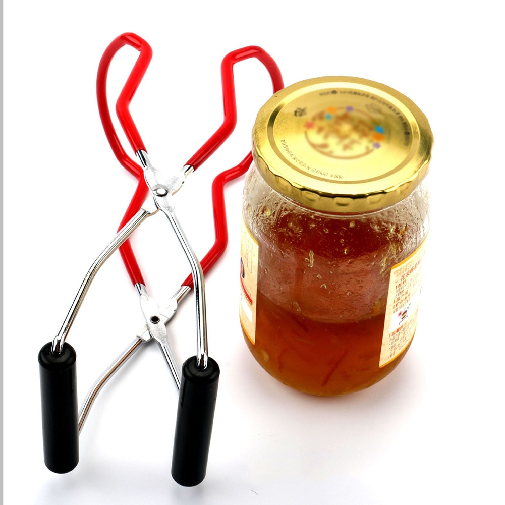 Canning Jar Lifter with Grip Handle Stainless Steel Can Lifter Tongs Jar Clip Heat Resistance Anti-clip Mason Jar Glass Lifter
