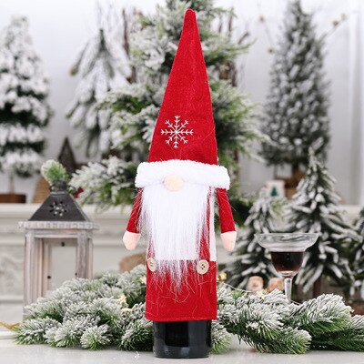 Fundas navideñas para botellas de vino, funda para botella de champán, decoración de cocina para , bolsa para botella de vino, de Navidad y Año: B 1pcs