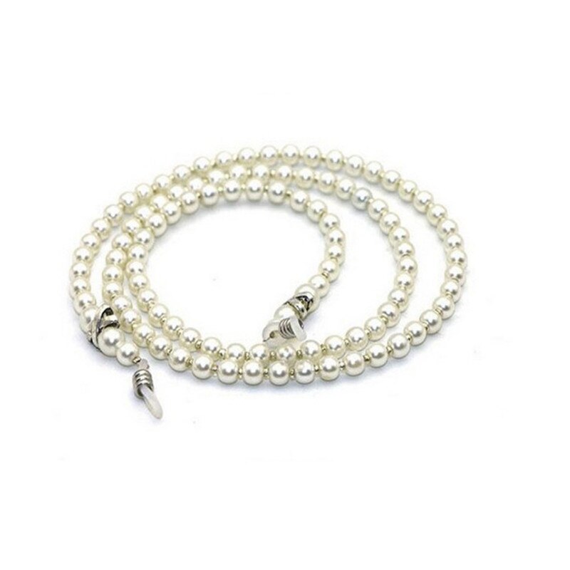 1PC Weiße Perle Perlen Sonnenbrille Lesebrille Brillen Kette Kabel Halfter Seil Nacken Gurt Schlüsselband Für Männer Frauen: Weiß