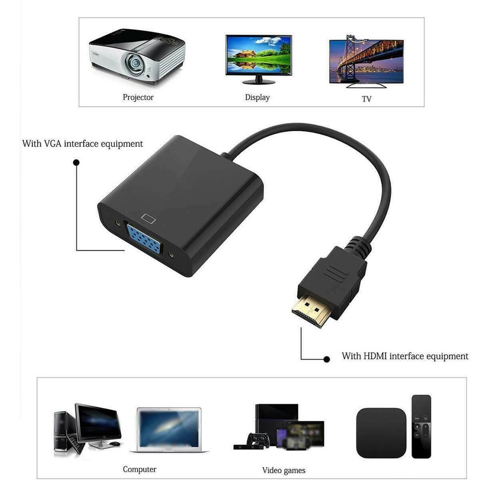 1080P HDMI male to VGA female video cable converter adapter For PC Monitor NoteBook Laptop HD DVD HD DV
