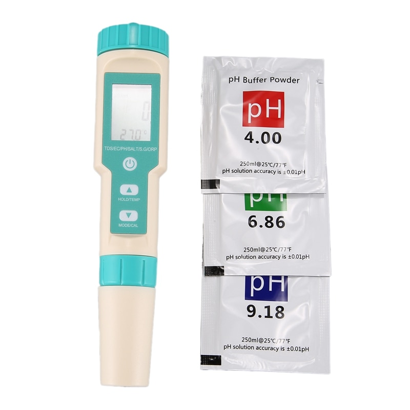 Digital Salinity Tester 7 in 1 ORP/Salinity/PH/TDS/EC/SG/TEMP Meter ORP Monitor Water Detector for Aquarium: Default Title