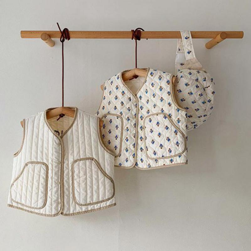 Herfst Winter Warm Houden Pasgeboren Kleding Jongens Dunne Katoenen Vest Jas Baby Meisjes Mode Bloemen Patroon Jasje