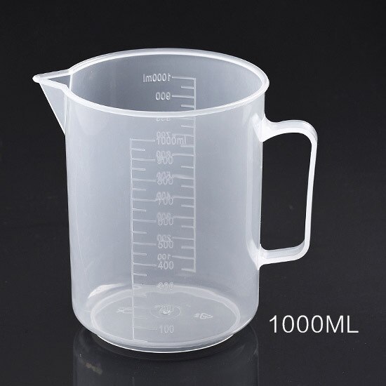 Taza medidora de plástico transparente de 100/300/600/1000ml, recipiente dosificador para laboratorio, herramienta de medición para cocinar y hornear: 1000