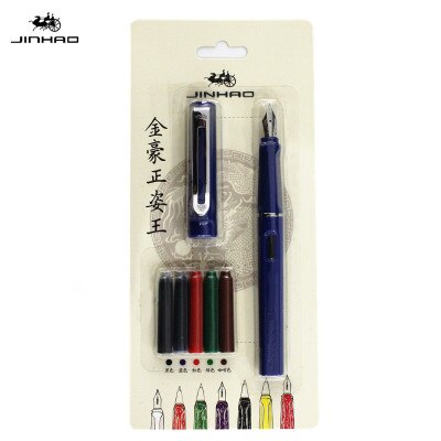 Pluma estilográfica JINHAO 599A, juego de bolígrafos de tinta correctora de postura de escritura de 0,5 Mm para útiles escolares para estudiantes, papelería: Deep blue