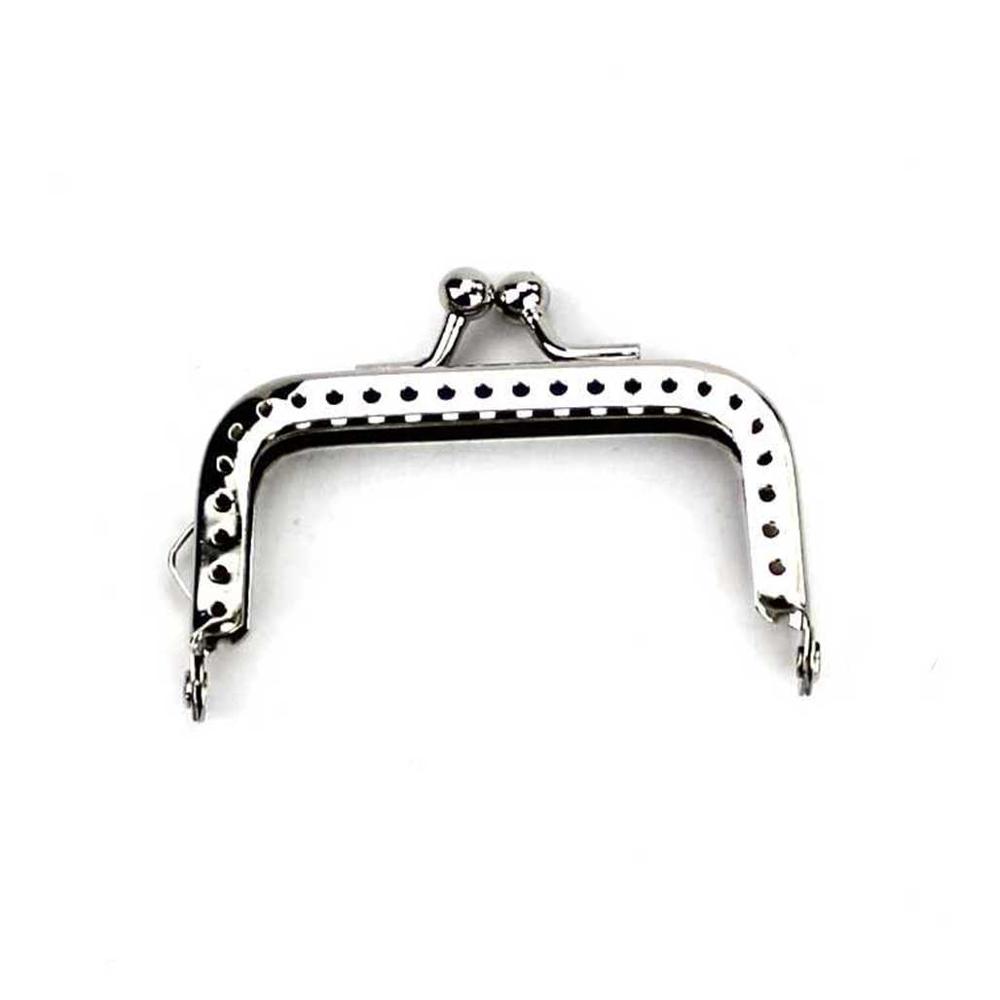 5 pcs/lot 5 sizes Square Glossy Silver basic Metal Purse Frame Kiss Clasp Lock DIY Bag Accessories 6.5/8.5/10.5/12.5/15.5CM: 6.5CM