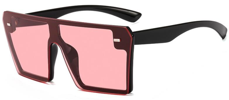 Kantløse overdimensionerede kvinder solbriller firkantede mærke solbriller med stort stel til kvinder  uv400 solbriller oculos masculino: Sort rød