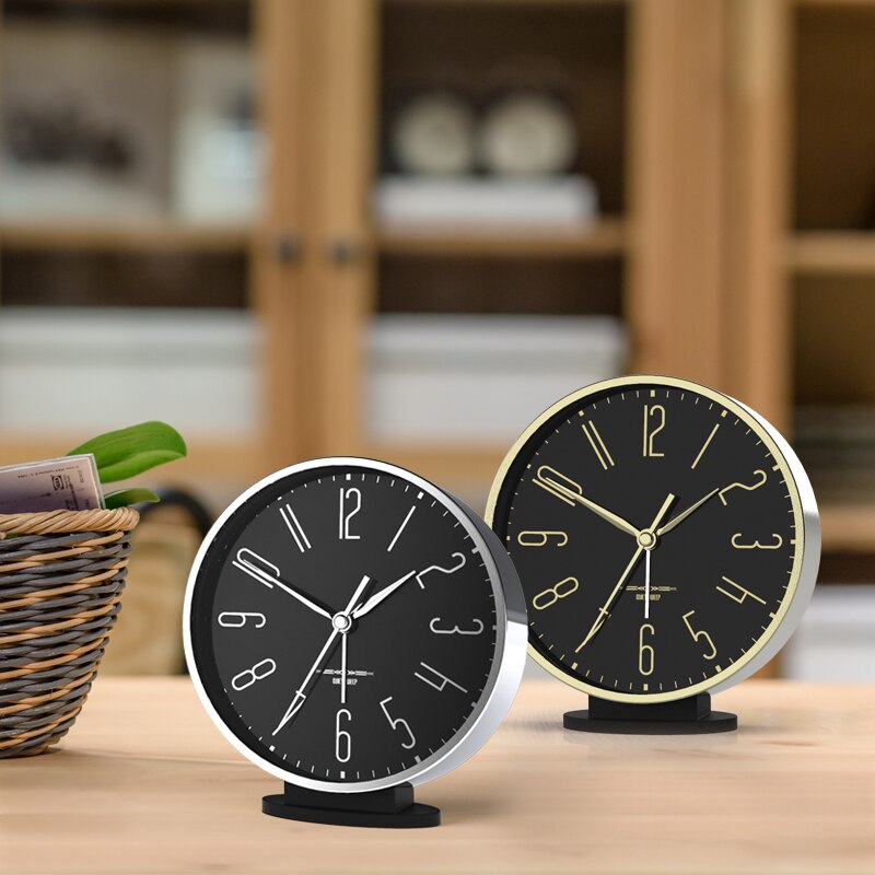 Zwart Digitale Bureauklok Metalen Kleine Kantoor Stille Nordic Slaapkamer Woonkamer Tafel Klok Modern Reloj Mesa Home Decor